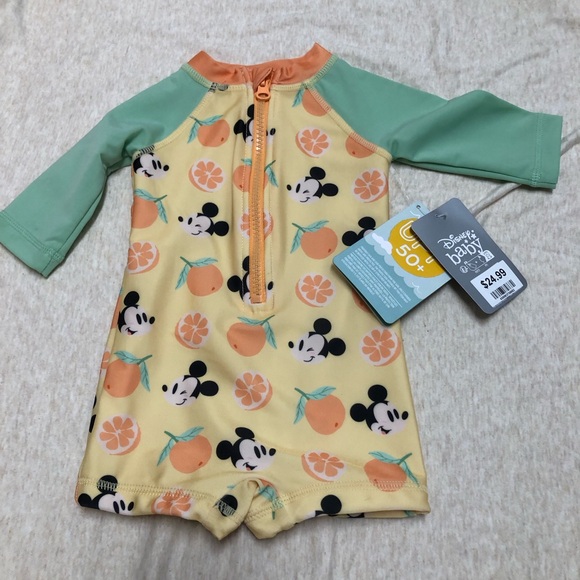 Disney Other - NWT Disney Baby Mickey Mouse Swimsuit Orange Fruit Print Summer Swim SPF
